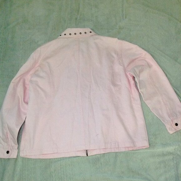 New Direction Woman 2X Denim, Grommets Jacket, Petal Pink, Preppy, Campcore, ANC - Picture 2 of 3